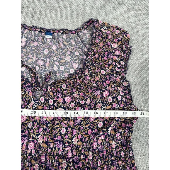 Old Navy Dress Womens XL Blue Purple Ditzy Floral Waist Defined Maxi Boho‎ - Picture 8 of 14